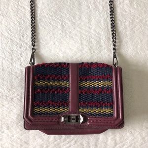 rebecca minkoff striped medium sized shoulder purse / crossbody bag